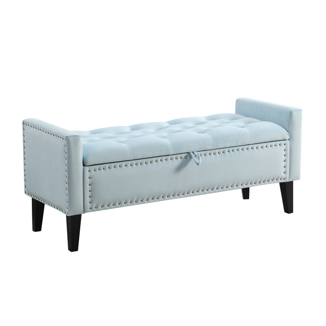 47" Velvet Storage Bench, Upholstered Bed Bench with Storage, End of Bed Ottoman with Wooden Legs,Bedside Storage Bench for Bedroom, Living Room, or Entryway