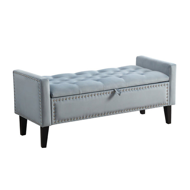 47" Velvet Storage Bench, Upholstered Bed Bench with Storage, End of Bed Ottoman with Wooden Legs,Bedside Storage Bench for Bedroom, Living Room, or Entryway