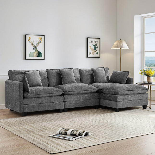 Domicare Modern Sectional Sofa with Ottomans, Sofas for Living Room, Living Room Furniture