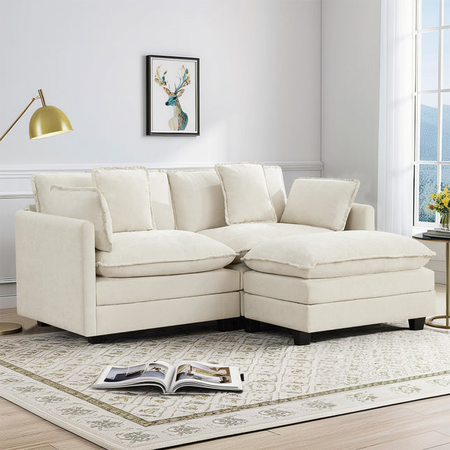 Domicare Modern Sectional Sofa with Ottomans, Sofas for Living Room, Living Room Furniture