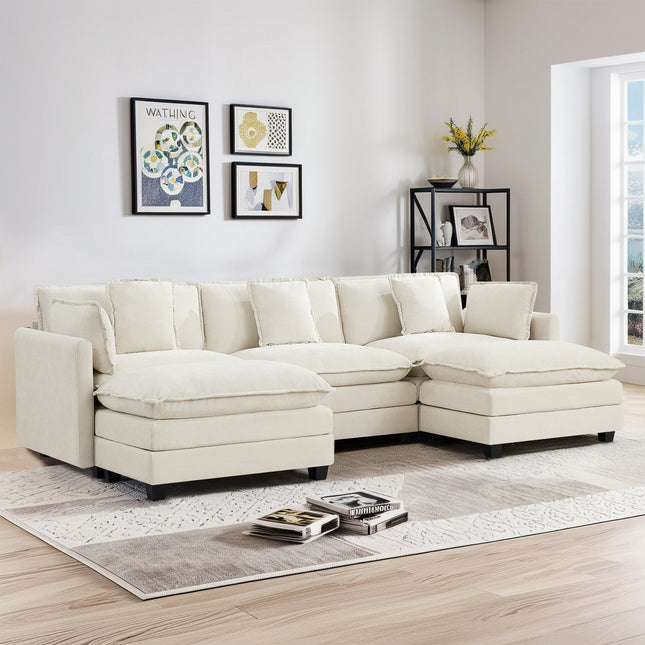 Domicare Modern Sectional Sofa with Ottomans, Sofas for Living Room, Living Room Furniture