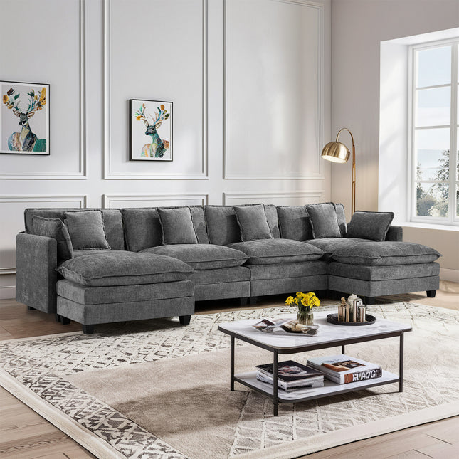 Domicare Modern Sectional Sofa with Ottomans, Sofas for Living Room, Living Room Furniture