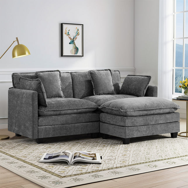 Domicare Modern Sectional Sofa with Ottomans, Sofas for Living Room, Living Room Furniture