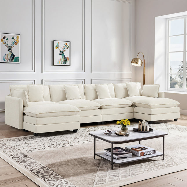 Domicare Modern Sectional Sofa with Ottomans, Sofas for Living Room, Living Room Furniture