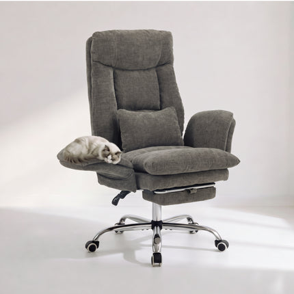 Reclining Office Chair with Footrest, 400 lb Capacity, 5-Level Adjustable Arms, 3.9 in Height Adjustment