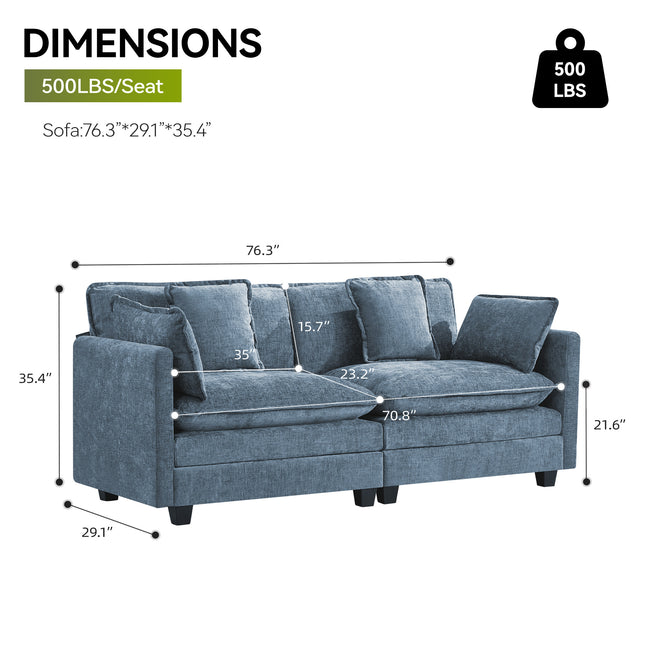 Domicare Modern Sectional Sofa with Ottomans, Sofas for Living Room, Living Room Furniture