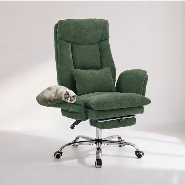 Reclining Office Chair with Footrest, 400 lb Capacity, 5-Level Adjustable Arms, 3.9 in Height Adjustment