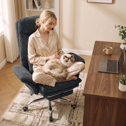 Reclining Office Chair with Footrest, 400 lb Capacity, 5-Level Adjustable Arms, 3.9 in Height Adjustment