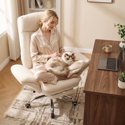 Reclining Office Chair with Footrest, 400 lb Capacity, 5-Level Adjustable Arms, 3.9 in Height Adjustment