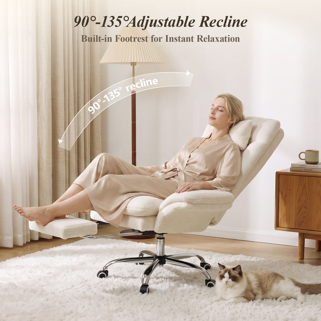 Reclining Office Chair with Footrest, 400 lb Capacity, 5-Level Adjustable Arms, 3.9 in Height Adjustment