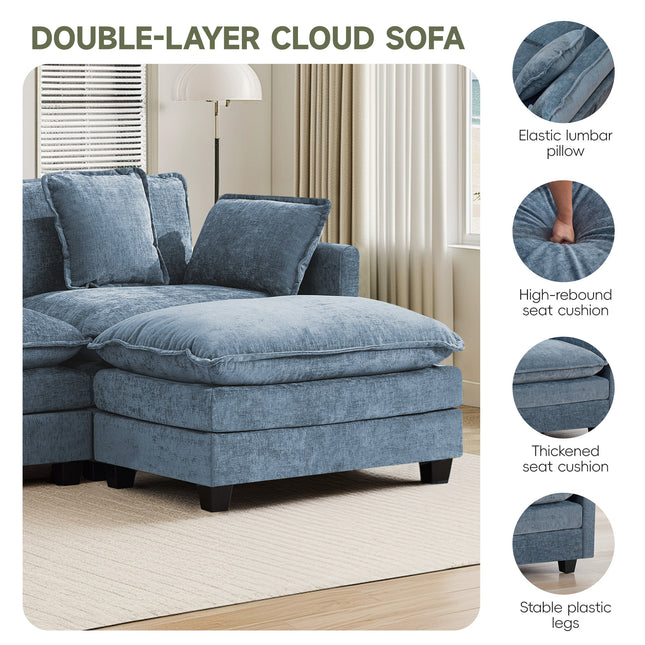 Domicare Modern Sectional Sofa with Ottomans, Sofas for Living Room, Living Room Furniture