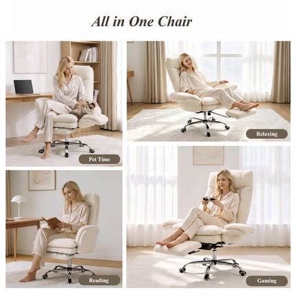 Reclining Office Chair with Footrest, 400 lb Capacity, 5-Level Adjustable Arms, 3.9 in Height Adjustment
