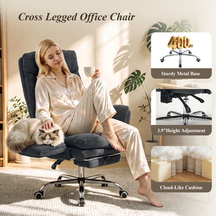 Reclining Office Chair with Footrest, 400 lb Capacity, 5-Level Adjustable Arms, 3.9 in Height Adjustment