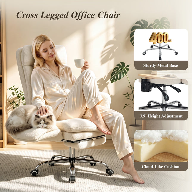 Reclining Office Chair with Footrest, 400 lb Capacity, 5-Level Adjustable Arms, 3.9 in Height Adjustment