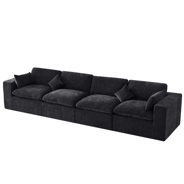 Cloud Boneless Sectional Couch, Modular Sectional Sofa Deep Seat, Oversized Upholstered Convertible Comfy Chenille Sofa Couches for Living Room