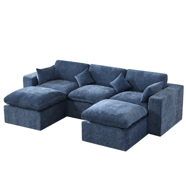 Cloud Boneless Sectional Couch, Modular Sectional Sofa Deep Seat, Oversized Upholstered Convertible Comfy Chenille Sofa Couches for Living Room