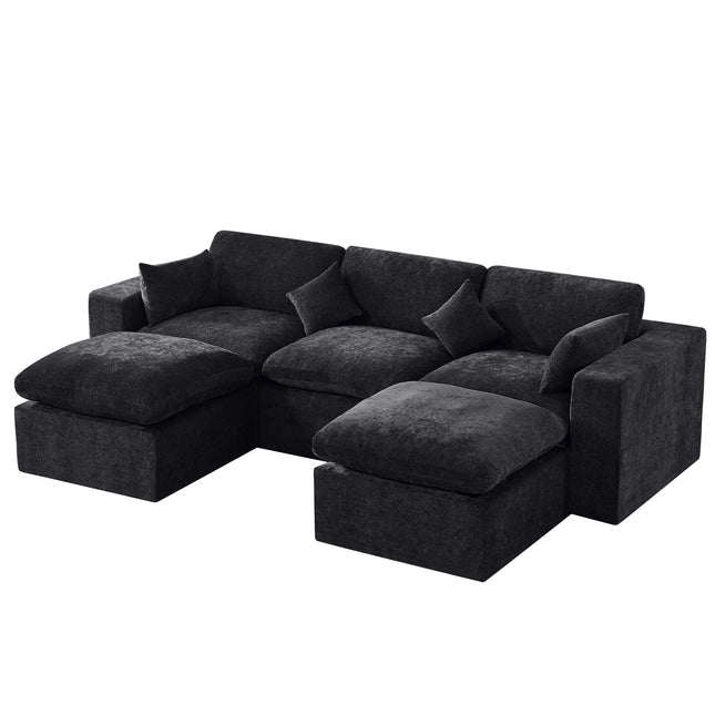 Cloud Boneless Sectional Couch, Modular Sectional Sofa Deep Seat, Oversized Upholstered Convertible Comfy Chenille Sofa Couches for Living Room