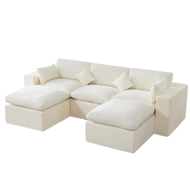 Cloud Boneless Sectional Couch, Modular Sectional Sofa Deep Seat, Oversized Upholstered Convertible Comfy Chenille Sofa Couches for Living Room