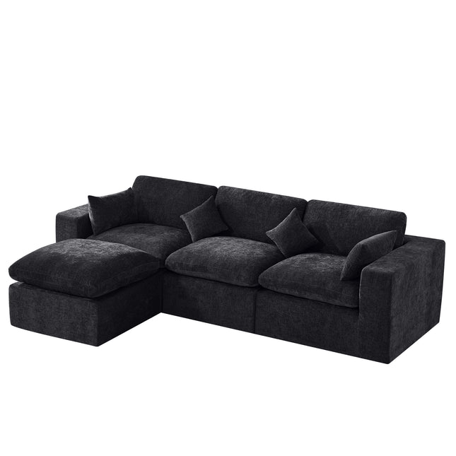 Cloud Boneless Sectional Couch, Modular Sectional Sofa Deep Seat, Oversized Upholstered Convertible Comfy Chenille Sofa Couches for Living Room