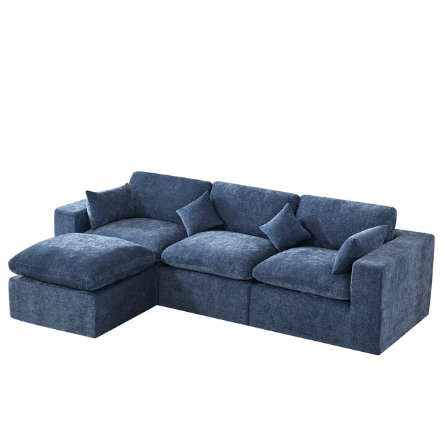 Cloud Boneless Sectional Couch, Modular Sectional Sofa Deep Seat, Oversized Upholstered Convertible Comfy Chenille Sofa Couches for Living Room