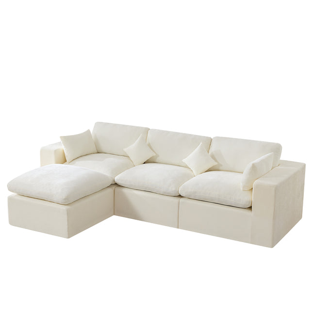 Cloud Boneless Sectional Couch, Modular Sectional Sofa Deep Seat, Oversized Upholstered Convertible Comfy Chenille Sofa Couches for Living Room