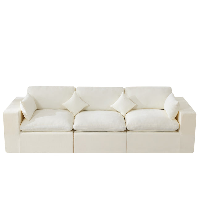 Cloud Boneless Sectional Couch, Modular Sectional Sofa Deep Seat, Oversized Upholstered Convertible Comfy Chenille Sofa Couches for Living Room