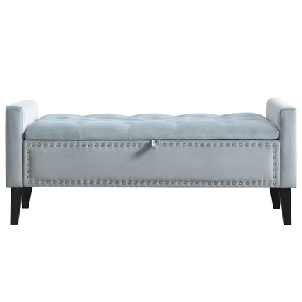 47" Velvet Storage Bench, Upholstered Bed Bench with Storage, End of Bed Ottoman with Wooden Legs,Bedside Storage Bench for Bedroom, Living Room, or Entryway