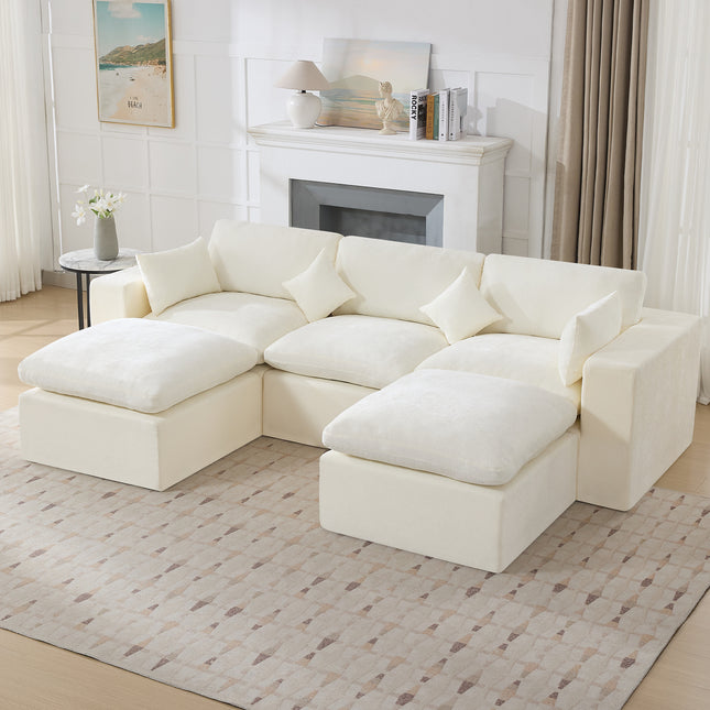 Cloud Boneless Sectional Couch, Modular Sectional Sofa Deep Seat, Oversized Upholstered Convertible Comfy Chenille Sofa Couches for Living Room