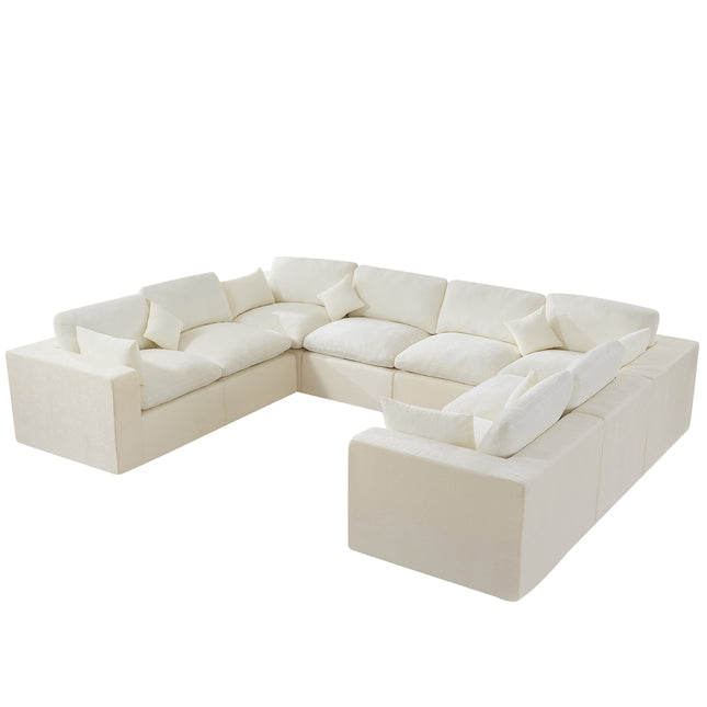 Cloud Boneless Sectional Couch, Modular Sectional Sofa Deep Seat, Oversized Upholstered Convertible Comfy Chenille Sofa Couches for Living Room