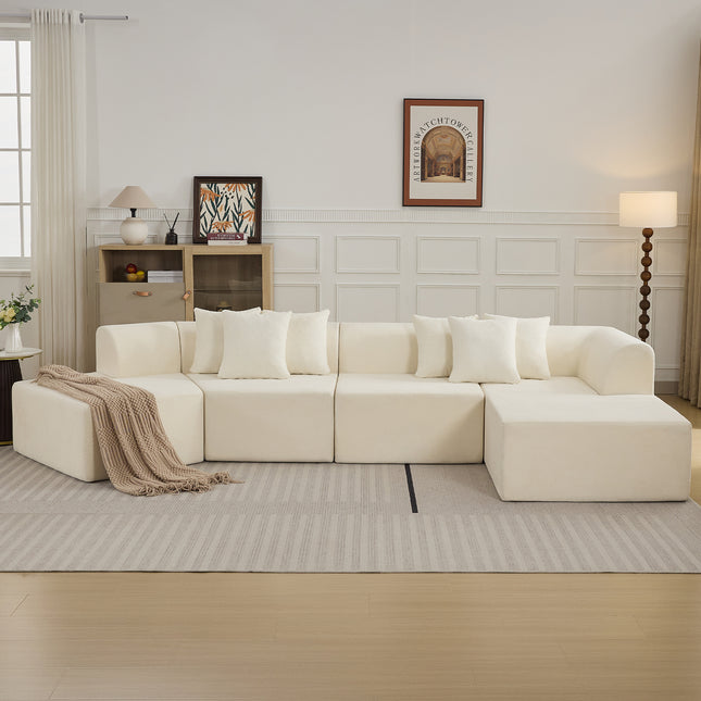 140''Oversized Cloud Velvet Curved Sectional Couch, Boneless Couch with L-Shape Chaise, Upholstered Compression Memory Foam Modular Sectional Sofa for Living Room, No Assembly Required