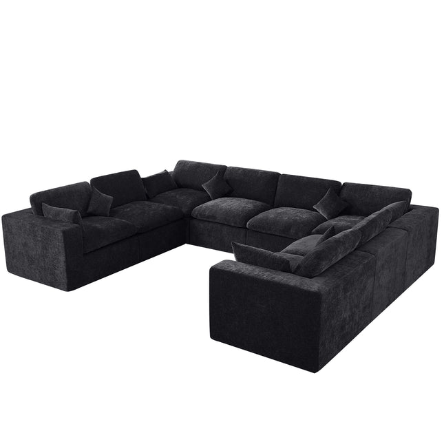 Cloud Boneless Sectional Couch, Modular Sectional Sofa Deep Seat, Oversized Upholstered Convertible Comfy Chenille Sofa Couches for Living Room