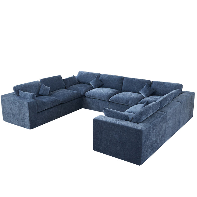 Cloud Boneless Sectional Couch, Modular Sectional Sofa Deep Seat, Oversized Upholstered Convertible Comfy Chenille Sofa Couches for Living Room