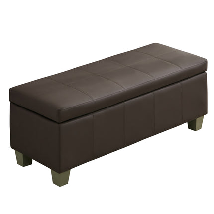 41" 51'' Faux Leather Storage Ottoman, Stitch Tufted Rectangle Upholstered End of Bed Storage Bench, Entryway Large Couch Ottoman with Wooden Legs