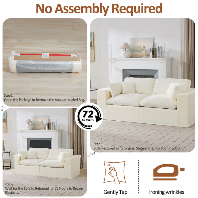 Cloud Boneless Sectional Couch, Modular Sectional Sofa Deep Seat, Oversized Upholstered Convertible Comfy Chenille Sofa Couches for Living Room