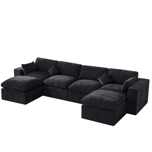 Cloud Boneless Sectional Couch, Modular Sectional Sofa Deep Seat, Oversized Upholstered Convertible Comfy Chenille Sofa Couches for Living Room