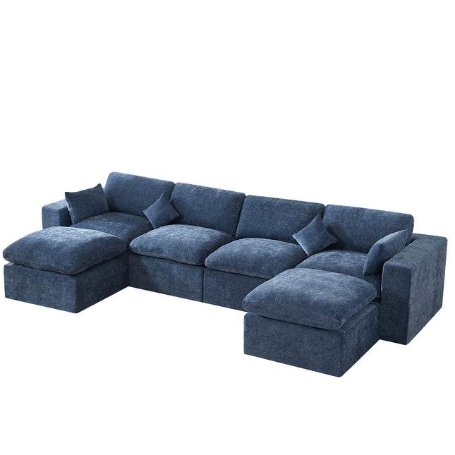 Cloud Boneless Sectional Couch, Modular Sectional Sofa Deep Seat, Oversized Upholstered Convertible Comfy Chenille Sofa Couches for Living Room
