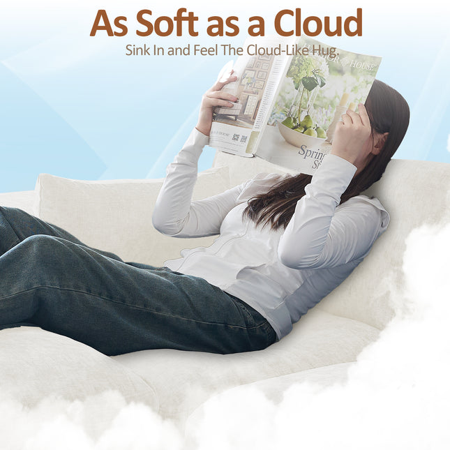 Cloud Boneless Sectional Couch, Modular Sectional Sofa Deep Seat, Oversized Upholstered Convertible Comfy Chenille Sofa Couches for Living Room