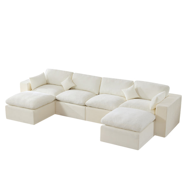 Cloud Boneless Sectional Couch, Modular Sectional Sofa Deep Seat, Oversized Upholstered Convertible Comfy Chenille Sofa Couches for Living Room