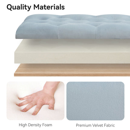 47" Velvet Storage Bench, Upholstered Bed Bench with Storage, End of Bed Ottoman with Wooden Legs,Bedside Storage Bench for Bedroom, Living Room, or Entryway