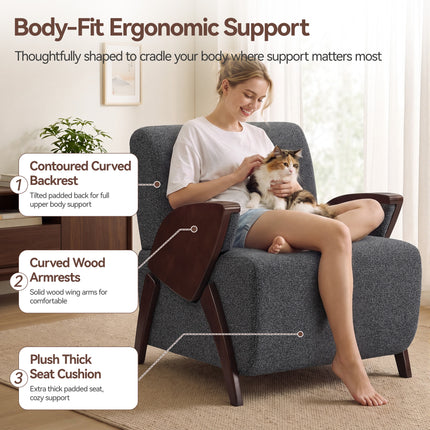 Upholstered Accent Chair with Matching Ottoman, Comfy Lounge Chair and Footrest Set for Living Room and Bedroom
