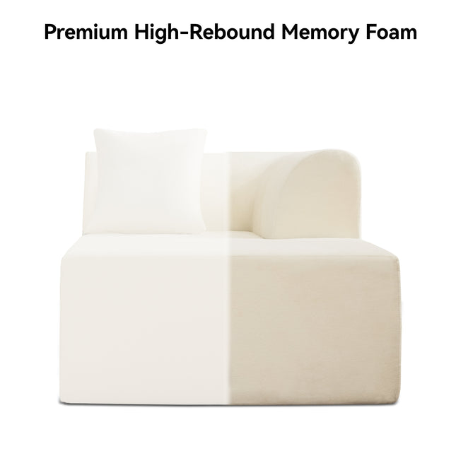 140''Oversized Cloud Velvet Curved Sectional Couch, Boneless Couch with L-Shape Chaise, Upholstered Compression Memory Foam Modular Sectional Sofa for Living Room, No Assembly Required