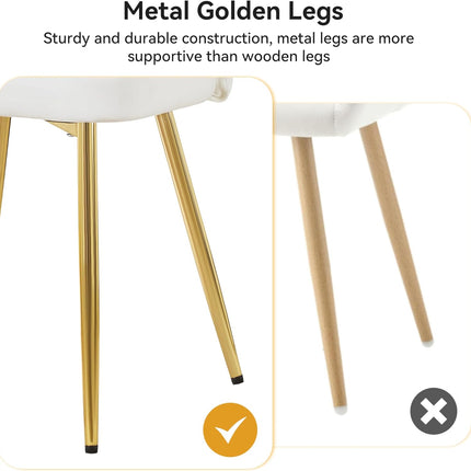 Velvet Dining Chairs, Mid Century Modern Vanity Chair with Back Golden Legs, Small Upholstered Line Tufted Dining Room Chairs, Cute Accent Vanity Chair for Bedroom, Living Room, Office