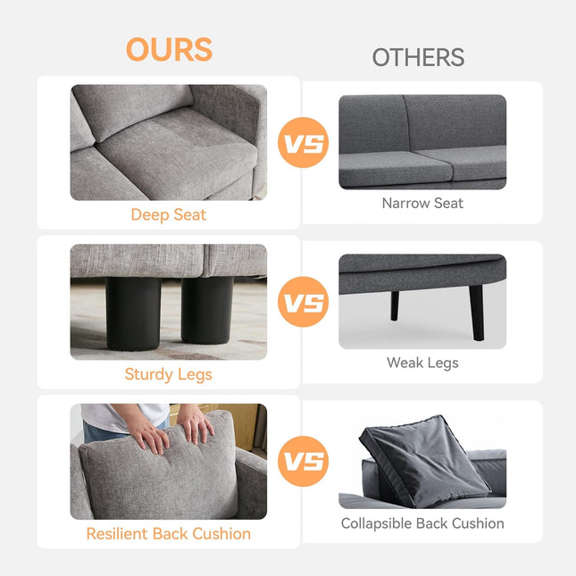 Modular Sectional Sofa Convertible U Shaped Sofa Couch Set with Storage for Living Room, Modern 6 Seater Modular Sectional Couch with Movable Ottoman