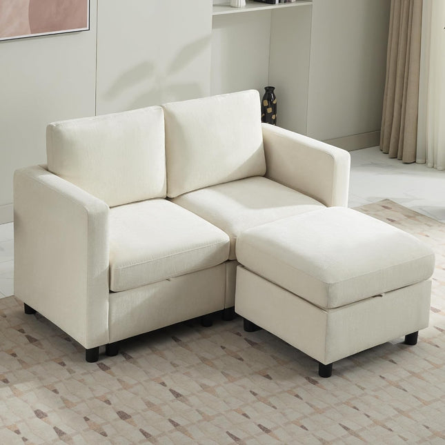Modular Sectional Sofa Convertible U Shaped Sofa Couch Set with Storage for Living Room, Modern 6 Seater Modular Sectional Couch with Movable Ottoman