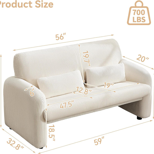 Corduroy Fabric Accent Chair, Modern Upholstered Living Room Chairs with Lumbar Pillow, Wide Comfy Leisure Armchair for Bedroom, Office, Reading