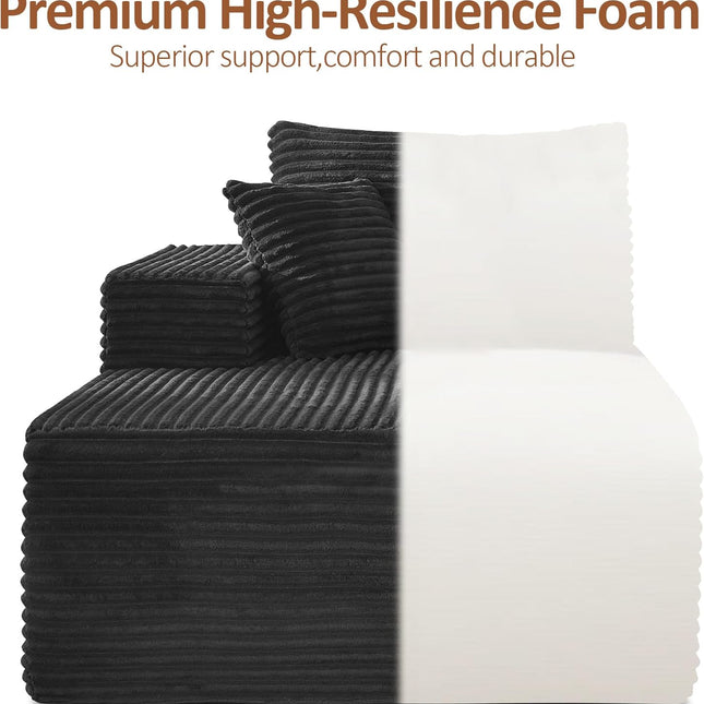 110" Boneless Sectional Couch with Chaise Lounge, Cloud Couch Compressed Sofa L Shape, No Assembly Memory Foam Sofa for Living Room