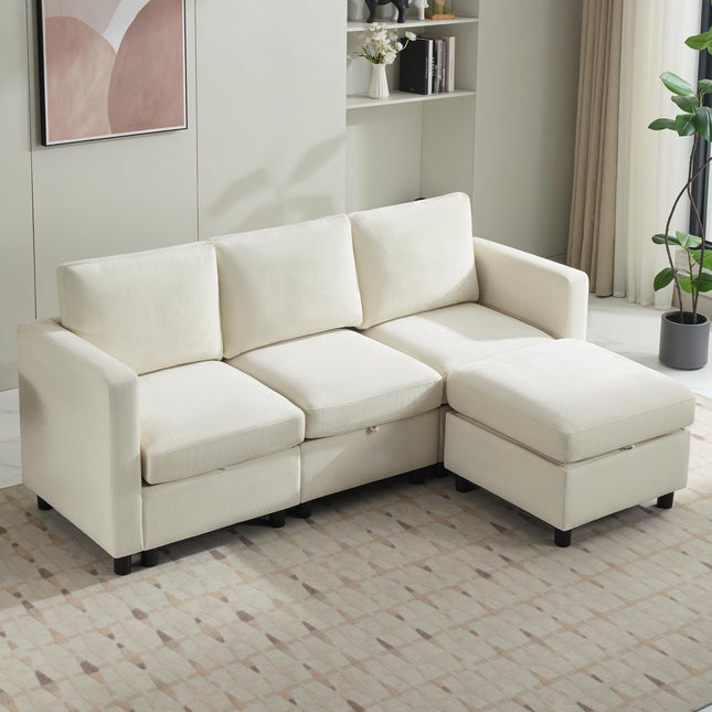 Modular Sectional Sofa Convertible U Shaped Sofa Couch Set with Storage for Living Room, Modern 6 Seater Modular Sectional Couch with Movable Ottoman