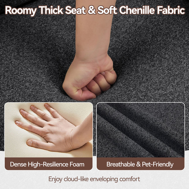 Upholstered Accent Chair with Matching Ottoman, Comfy Lounge Chair and Footrest Set for Living Room and Bedroom
