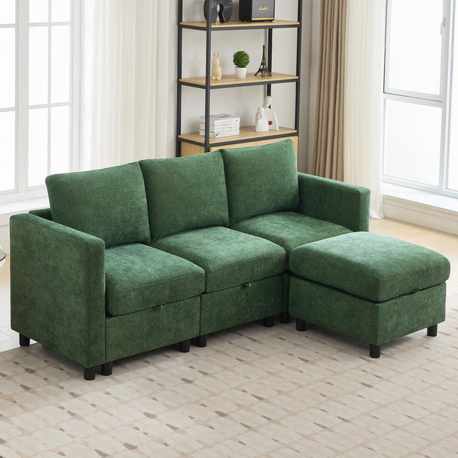Modular Sectional Sofa Convertible U Shaped Sofa Couch Set with Storage for Living Room, Modern 6 Seater Modular Sectional Couch with Movable Ottoman
