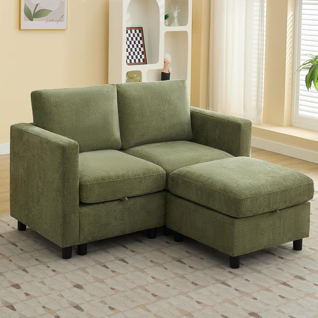 Modular Sectional Sofa Convertible U Shaped Sofa Couch Set with Storage for Living Room, Modern 6 Seater Modular Sectional Couch with Movable Ottoman